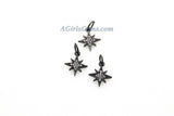 Star Charm Pendants, 2 Pcs CZ Micro Pave Mini CZ Charms, 12 x 14 mm Crystal Starburst 18 K Rose Gold