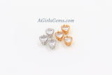 Cubic Zirconia Heart Charms, 2 Pcs Heart Shaped CZ Micro Pave Tiny Heart Love Charms, 8 x 12 mm