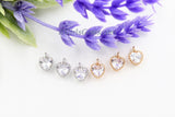 Cubic Zirconia Heart Charms, 2 Pcs Heart Shaped CZ Micro Pave Tiny Heart Love Charms, 8 x 12 mm