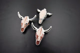 Cow Skull Pendant Silver Plated 35 x 50 mm Bone Resin Longhorn Skull Boho Charm