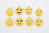 Emoji Charms Enamel Pendant, Happy Smiley Face Charms #654, CZ Micro Pave Face Charms