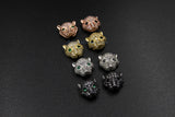 CZ Micro Pave Panther Head Bead Charm: Black Pave, Pink Eyes