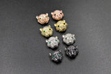 CZ Micro Pave Tiger Head Bead Charm, Leopard Cat Head Beads 10 mm x 12 mm, Rose Gold Silver Black Plated CZ Animal Head Bead