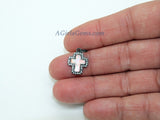 Cross Charm, CZ Micro Pave Gold Opal Religious Cross Beads, AG 394