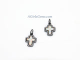 Cross Charm, CZ Micro Pave Gold Opal Cross Beads, AG 394