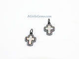 Cross Charm, CZ Micro Pave Gold Opal Religious Cross Beads, AG 394