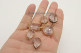 Crystal Beads, 2 Pcs Clear Chandelier Square Rectangle Soldered Bead Charms, Black Gold Necklace