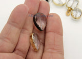 Crystal Beads, 2 Pcs Clear Chandelier Square Rectangle Soldered Bead Charms, Black Gold Necklace