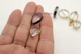 Crystal Beads, Crystal Oval Teardrop #959, Soldered Beads Charm Gold Edge Blue