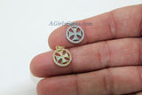 Tiny Opal Maltese Cross Charms, CZ Micro Silver Cross Opalite # 386, Fire Opal Fireman Round Disc Charms