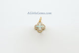 Cross Charm, CZ Pave Gold or Silver Opal Cross Pendants #418, Fire Opal Catholic Charms for Necklace Jewelry Making