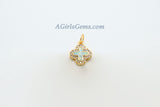 Cross Charm, CZ Pave Gold or Silver Opal Cross Pendants #418, Fire Opal Catholic Charms for Necklace Jewelry Making