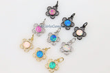Opal Flower Charms AG 328, CZ Pave Tiny Blue Daisy Flower charm, 12 x 18 mm White Pink Flower Girl Findings