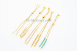 Gold Adjustable Half Bracelets, Unfinished Gold Plated Chain Beaded, CZ