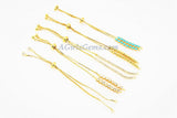 Gold Adjustable Half Bracelets, Unfinished Gold Plated Chain Beaded, CZ