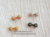 Barbell Charm Beads, Charm Holder Bead Connectors, 18 k Rose Gold/Silver/Gold or Black Rhodium Plated Dumb Bell 7x16/9x20 mm Dumb bell beads