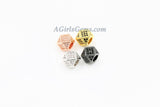 CZ Cube Beads, Cubic Zirconia Large Hole Beads #303, Silver Hexacon Gold or Black