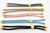 Milian Silk Cord Half Finished Bracelet, Silver Adjustable Half Bracelets, Sliding Bracelet with Slide Bead Color