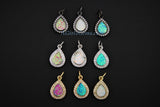 Tiny Opal Teardrop Charms, CZ Micro Pave Oval Charms, AG 403