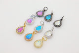 Tiny Opal Teardrop Charms, CZ Micro Pave Oval Charms, AG 403