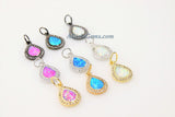 Tiny Opal Teardrop Charms, CZ Micro Pave Oval Charms, AG 403