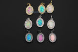 CZ Pave White Oval Charm, Blue Opal CZ Charms, Pink Shell Earring Dangles