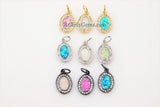 CZ Pave White Oval Charm, Blue Opal CZ Charms, Pink Shell Earring Dangles