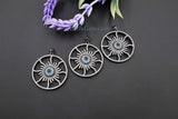 Star Charm Pendants, CZ Black Blue Turquoise Round Evil Eye Pendants #2103, Pave Starburst