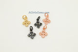 Cross Charm, CZ Micro Pave Tiny Cross Charms, Greek Cross Charms