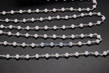 Pink Rosary Chain, 4 mm Pink Chalcedony Crystal Bead CH #435, Rondelle Beaded Chain