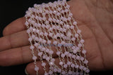 Pink Chain, 4 mm Pink Chalcedony Crystal Bead CH #435, Rondelle Beaded Chain