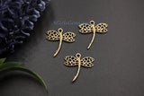 Dragonfly Charm,  4 pcs* Brushed Gold Charms for Flat Ring Hoop Earrings, Bracelet/Necklace Nature Insect Animal Charms - 2 Pieces