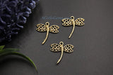 Dragonfly Charm, 4 pcs* Brushed Gold Charms for Flat Ring Hoop Earrings, Bracelet/Necklace Nature Insect Animal Charms