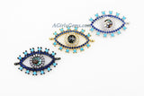 CZ Micro Pave Turquoise Evil Eye Connector, Blue Evil Eye Bracelet Links, Silver