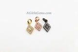 Diamond Shape Charms, 3 Pcs CZ Pave 8 x 13 mm, Rose #26