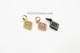 Diamond Shape Charms, 3 Pcs CZ Pave 8 x 13 mm, Rose #26