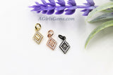 Diamond Shape Charms, 3 Pcs CZ Pave 8 x 13 mm, Rose #26