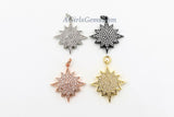 Star Charms, CZ Micro Pave  Rose Gold #10, Silver