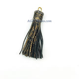 Snakeskin Tassels, Zirconia Beaded Tassel, Gold Keychain