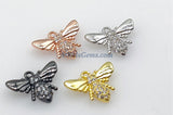 CZ Micro Pave Bee Charms, Tiny Bumble Bee Bracelet Charms Gold/Rose Gold/Black/Silver Insect/Queen/Mary Kay, 11 mm x 15 mm Honey Bee Jewelry