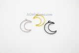 Moon Charm Pendants, CZ Gold Pave Large CZ Charms #767, Crescent Black Crystal Moon Link 35 x 42 mm