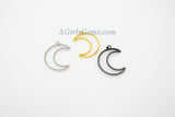 Moon Charm Pendants, CZ Gold Pave Large CZ Charms # 767, Crescent Black Crystal Moon Link 35 x 42 mm