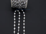 White Shell Rosary Chain, 4 mm, 6 mm