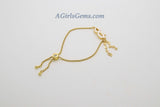 Mardi Gras Bracelet, Tiny CZ Shell Masquerade Mask w/ or w/o Gold Filled Disc Tassel, Dainty Adjustable Gold Bracelet