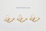 Gold Butterfly Connector, CZ Micro Pave White Shell Butterflies #401, African Monmouth Butterfly