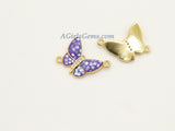 Gold Butterfly Connector, CZ Micro Pave White Shell Butterflies #401, African Monmouth Butterfly