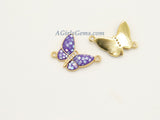 Gold Butterfly Connector, CZ Micro Pave White Shell Butterflies #401, African Monmouth Butterfly
