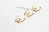 Gold Black Butterfly Connector, 2 Pcs CZ Micro Pink Silver Shell Butterflies # 401, African Monmouth Butterfly