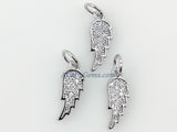 CZ Micro Pave Angel Wings, Tiny Charms 8 x 15 mm Gold AG# 285, Silver Guardian Angel Minimalist Jewelry