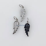 CZ Micro Pave Angel Wings, Tiny Charms 8 x 15 mm Gold AG# 285, Silver Guardian Angel Minimalist Jewelry